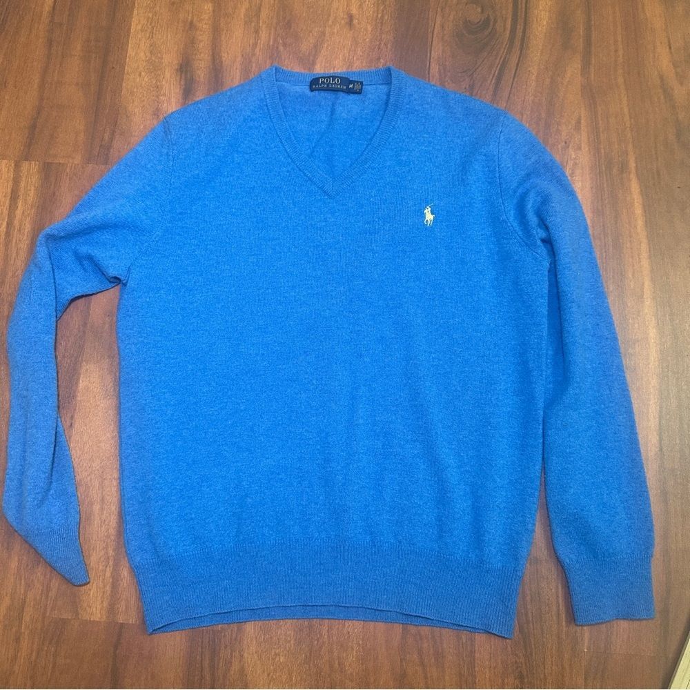 Polo Ralph Lauren Sweater Mens M Blue 100% Merino Wool